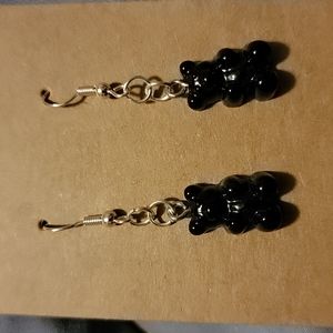 Handmade black bear earrings